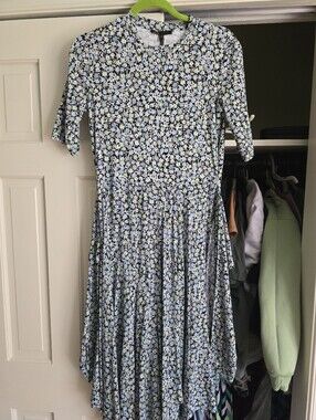 Maje Trompe L'Oeil Dress Blue Flowers